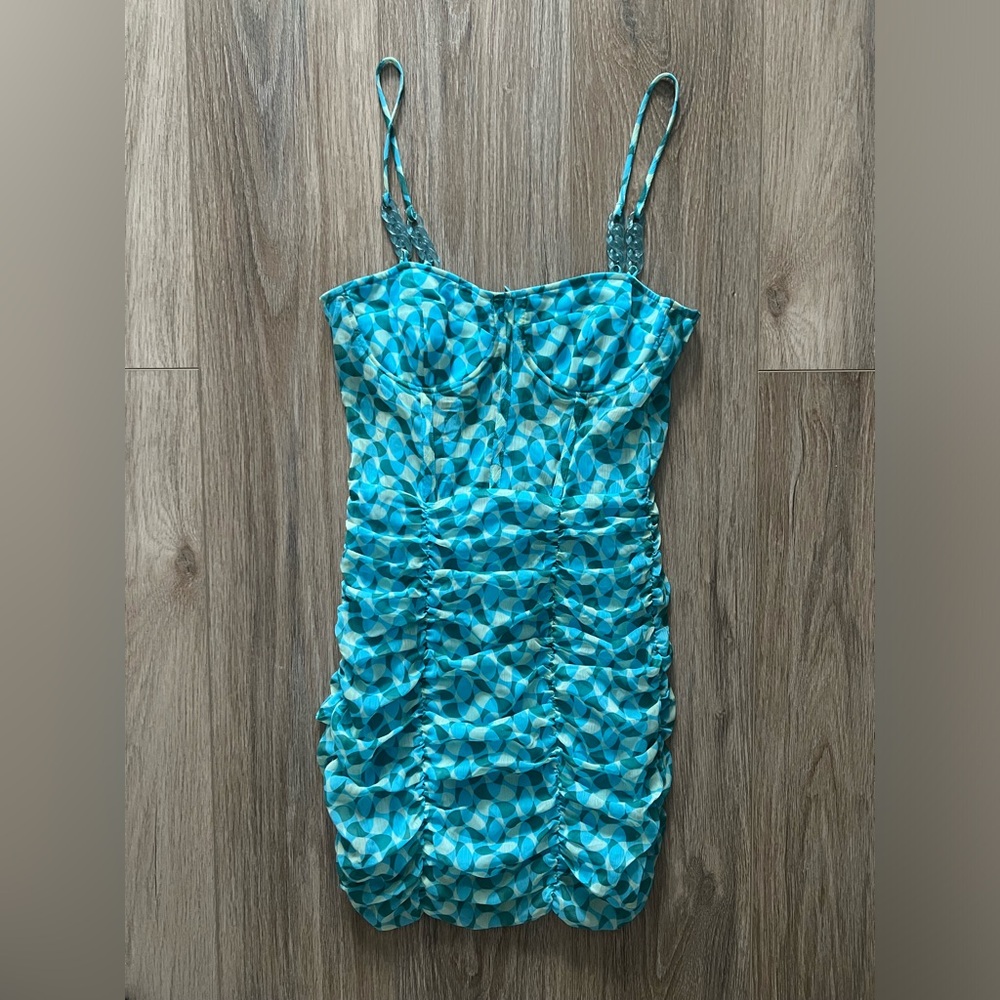 ZARA Draped Printed Corset Mini Dress
